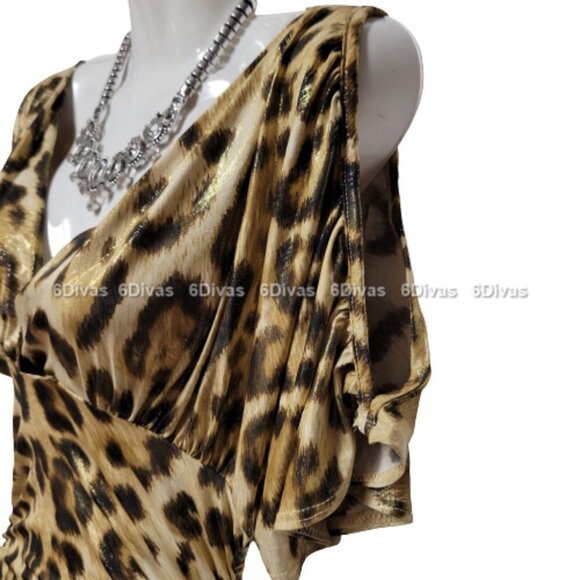 SEXY Shimmer Animal Print Dress Short Sleeve S & L - Picture 3 of 15